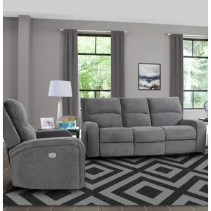 Polaris Bizmark Grey Power Reclining Sofa and Recliner