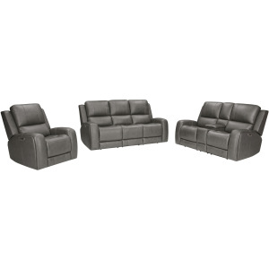 Belmont Autumn Fog Zero Gravity Power Reclining Sofa Loveseat and Recliner