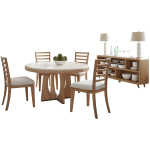 Escape Dining 54 Inch Round Table with Console and 4 Ladderback Chairs