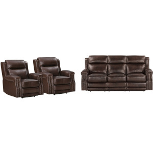 Hensley Smooth Espresso Power Reclining Sofa and 2 Recliners