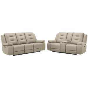 Caldwell Tahoe Fog Power Reclining Sofa and Loveseat