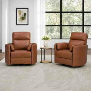Radius Vintage Whiskey Swivel Power Glider Recliner Two Pack