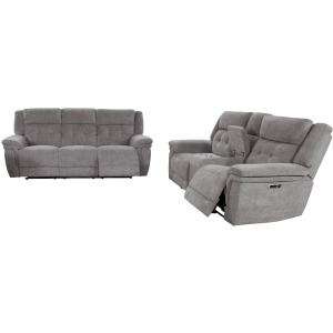 Richland Bristol Grey Power Reclining Sofa and Loveseat