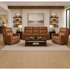 Channing Renaissance Cinnamon Power Zero Gravity Sofa and 2 Recliners