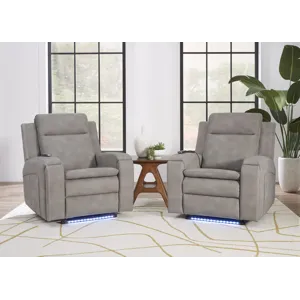 Armstrong Buffy Taupe Power Recliner with Heat Massage and Auto-Glide Two Pack
