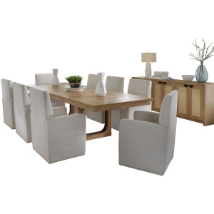 Escape Dining 84 Inch Rectangular Table with Console and 8 Caster Chairs