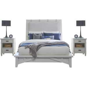 Americana Modern Bedroom King Platform Bed with 2 Nightstands