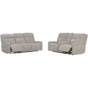 Traxton Jasper Taupe Power Zero Gravity Sofa and Loveseat