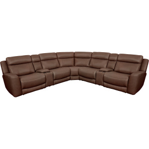Calgary Autumn Umber 7 Piece Modular Reclining Sectional with Power Adjustable Headrests