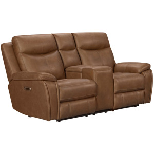 Veracruz Vintage Tan Power Zero Gravity Tilt Console Loveseat P2