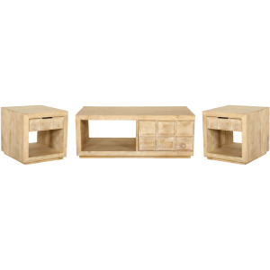Laguna Rectangular Storage Cocktail Table with 2 End Tables