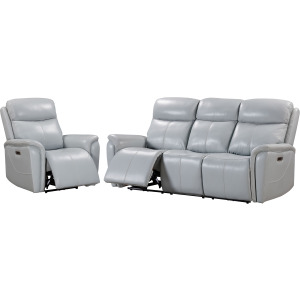 Cascade Seamist Grey Power Reclining Sofa and Recliner