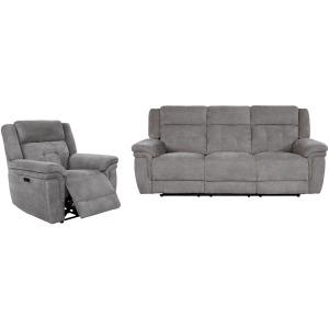Richland Bristol Grey Power Reclining Sofa and Recliner