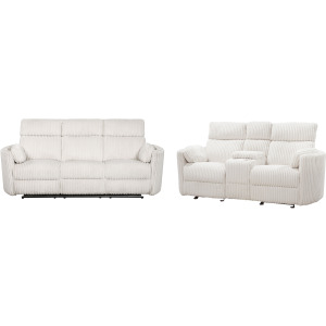 Radius Mega Ivory Power Reclining Sofa and Loveseat