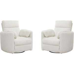 Radius Mega Ivory Power Swivel Glider Recliner Two Pack