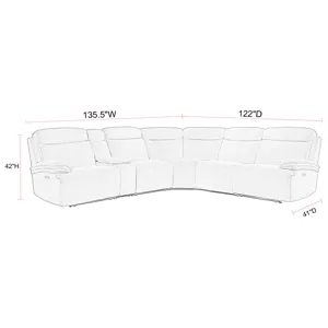 Alpine Airy Midnight 6 Piece Zero Gravity Power Reclining Sectional with Power Adjustable Headrests