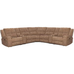Bronco Plush Tobacco 7 Piece Modular Zero Gravity Power Reclining Sectional with Power Adjustable Headrests