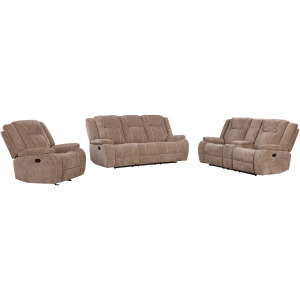 Bruno Plush Tobacco Manual Sofa Loveseat and Recliner