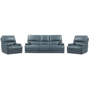 Whitman Verona Azure - Powered By Freemotion Power Reclining Sofa and Two Recliners