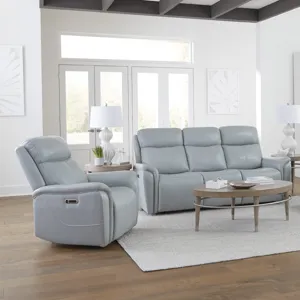 Cascade Seamist Grey Power Reclining Sofa and Recliner