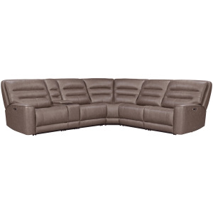 Lawson Sydney Brunette 6 Piece Modular Zero Gravity Power Reclining Sectional with Adjustable Headrests