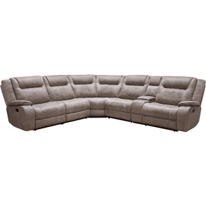 Blake Desert Taupe 6 Piece Modular Reclining Sectional and Entertainment Console