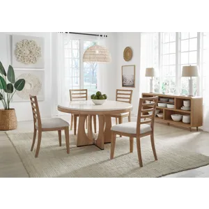 Escape Dining 54 Inch Round Table with Console and 4 Ladderback Chairs