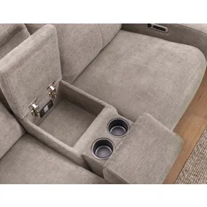 Traxton Jasper Taupe Power Zero Gravity Tilt Console Loveseat P3