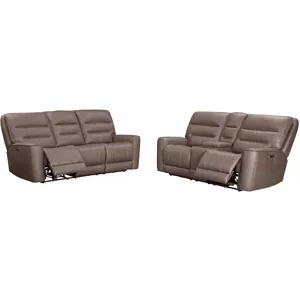 Lawson Sydney Brunette Zero Gravity Power Reclining Sofa and Loveseat