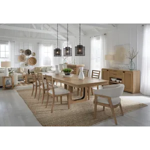 Escape Dining 84 Inch Rectangular Extendable Table With 8 Chairs and Server