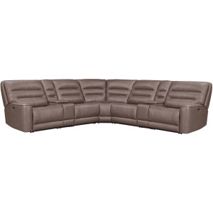 Lawson Sydney Brunette 7 Piece Modular Zero Gravity Power Reclining Sectional with Adjustable Headrests