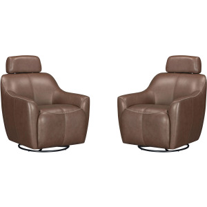 Miles Renaissance Tobacco Swivel Gliding Accent Chair Two Pack
