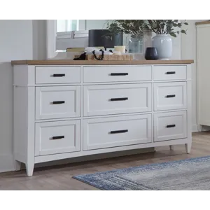 Americana Modern Bedroom King Platform Bed 2 Nightstands and Dresser with Mirror