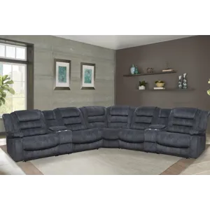 Bolton Misty Storm 7 Piece Modular Reclining Sectional and Entertainment Console