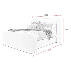 Shiloh White Mocha Queen Wingback Upholstered Bed