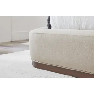 Shiloh White Mocha Queen Wingback Upholstered Bed