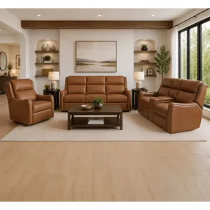 Channing Renaissance Cinnamon Power Zero Gravity Sofa Tilt Console Loveseat and Recliner