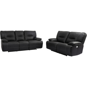 Spartacus Black Power Reclining Sofa and Loveseat