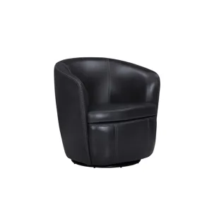 Barolo Vintage Onyx 100% Italian Leather Swivel Club Chair Two Pack
