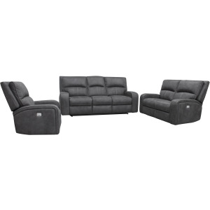 Polaris Slate Power Reclining Sofa Loveseat and Recliner
