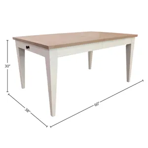 Americana Modern Dining Rectangular Extendable Dining Table with 6 Upholstered Dining Chairs