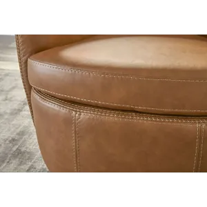 Barolo Vintage Caramel 100% Italian Leather Swivel Club Chair Two Pack
