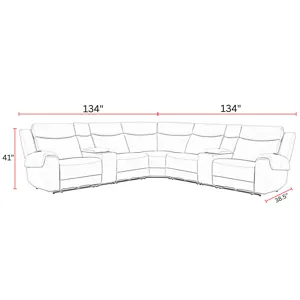 Momentum Cashew 7 Piece Modular Power Reclining Sectional with Power Adjustable Headrests