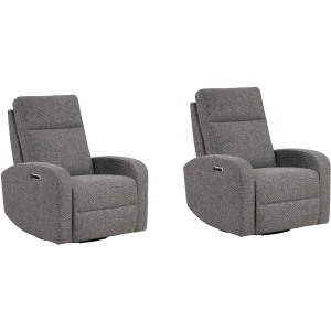 Thriller Natural Beauty Grey Power Swivel Glider Recliner Two Pack