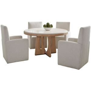 Escape Dining 54 Inch Round Table with 4 Caster Chairs