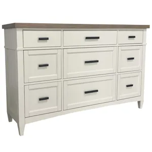 Americana Modern Bedroom King Platform Bed 2 Nightstands and Dresser with Mirror