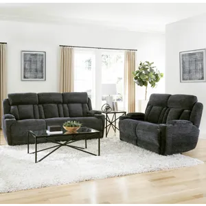 Dalton Lucky Charcoal Power Reclining Sofa and Loveseat