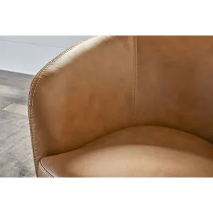 Barolo Vintage Caramel 100% Italian Leather Swivel Club Chair Two Pack