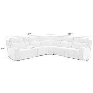 Lancaster Fluffy River Rock 6 Piece Zero Gravity Power Reclining Sectional with Power Adjustable Hea