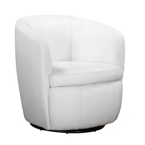 Barolo Snow 100% Italian Leather Swivel Club Chair Two Pack